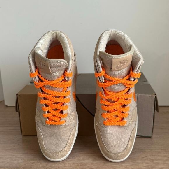 Nike Dunk Sky High Hidden Wedge Tan/Metallic Org Women Sneakers - SZ 8 - Picture 12 of 14